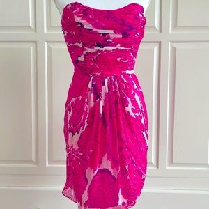 Milly Gathered Strapless Dress Shocking Pink Sz 2 NWT